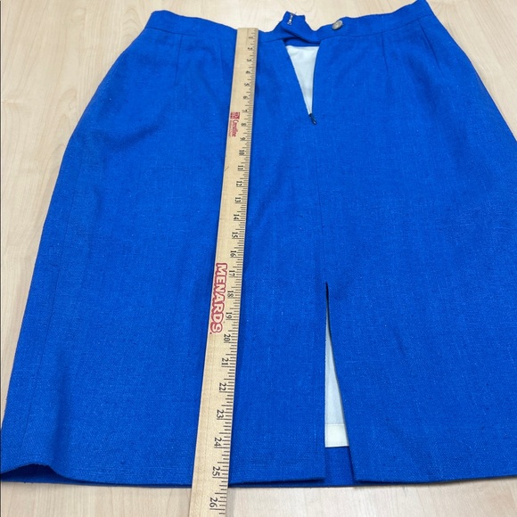90s Vintage Cricketeer Bright Blue Classic Tweed Lined Pencil Skirt 14 - Picture 5 of 7